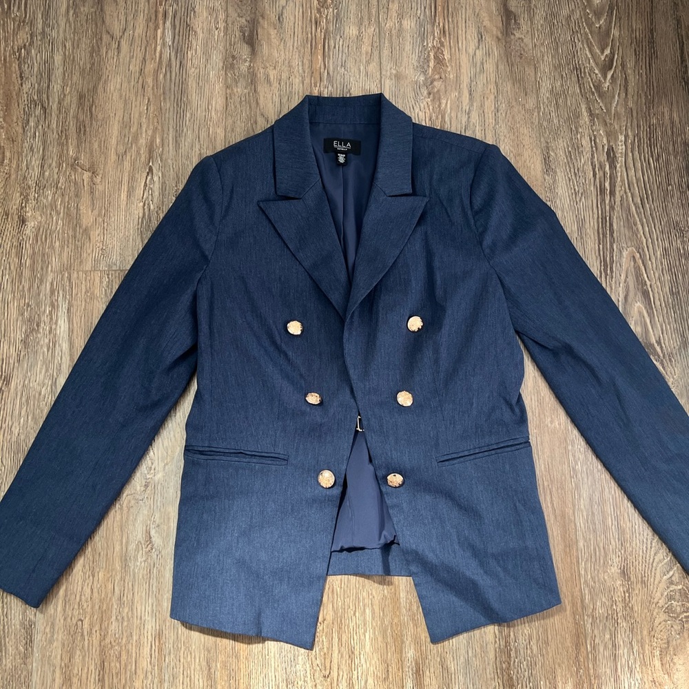 Ella Midnight Blue Double-Breasted Blazer